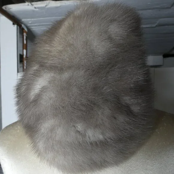 VTG Walleek's Furs Pittsburgh Adult Mink Hat 10" Diameter Light Brown Satin Line - Picture 11 of 14